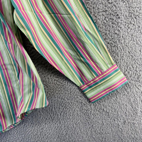 Ralph Lauren Shirt Men's Extra Large Green Pink Striped Philip Sport Cotton XL - Picture 2 of 10